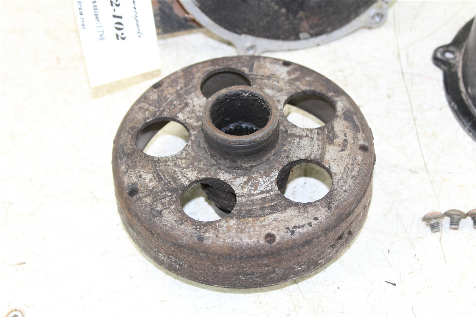 1996 Suzuki Quadsport LT 80 Rear Brake Drum Backing Plate Panel Hub 43062
