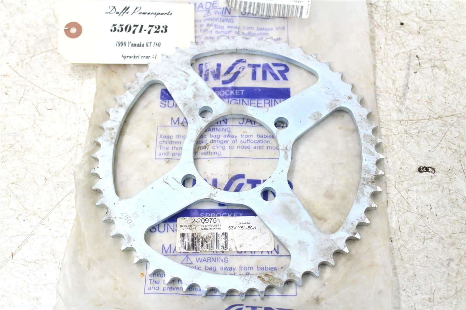 1990 Yamaha RT 180 Sunstar Rear Sprocket 51 Teeth 55071
