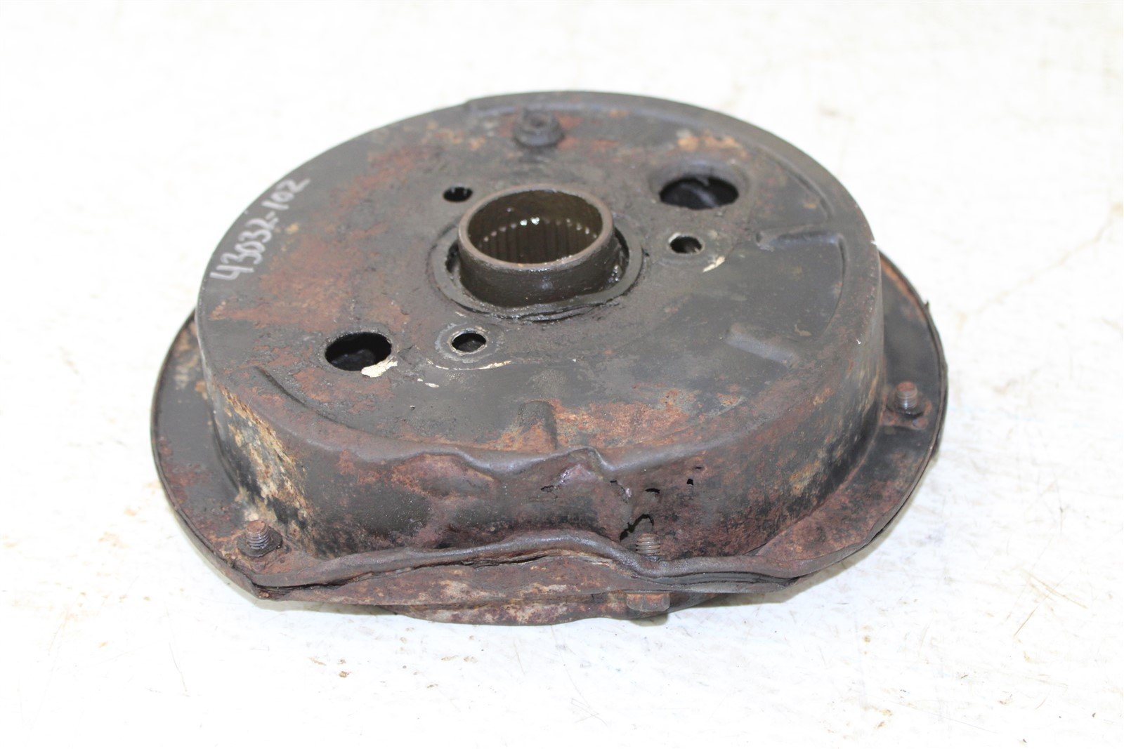 1985 Suzuki Quad Runner LT 185 Rear Brake Drum Hub w/ Cover Housing